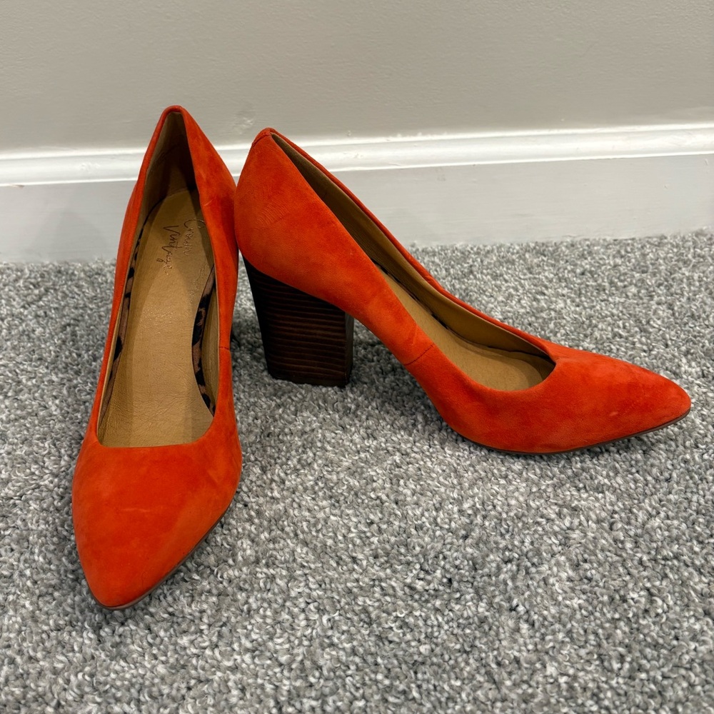 Crown Vintage Vibrant Orange Block Heels